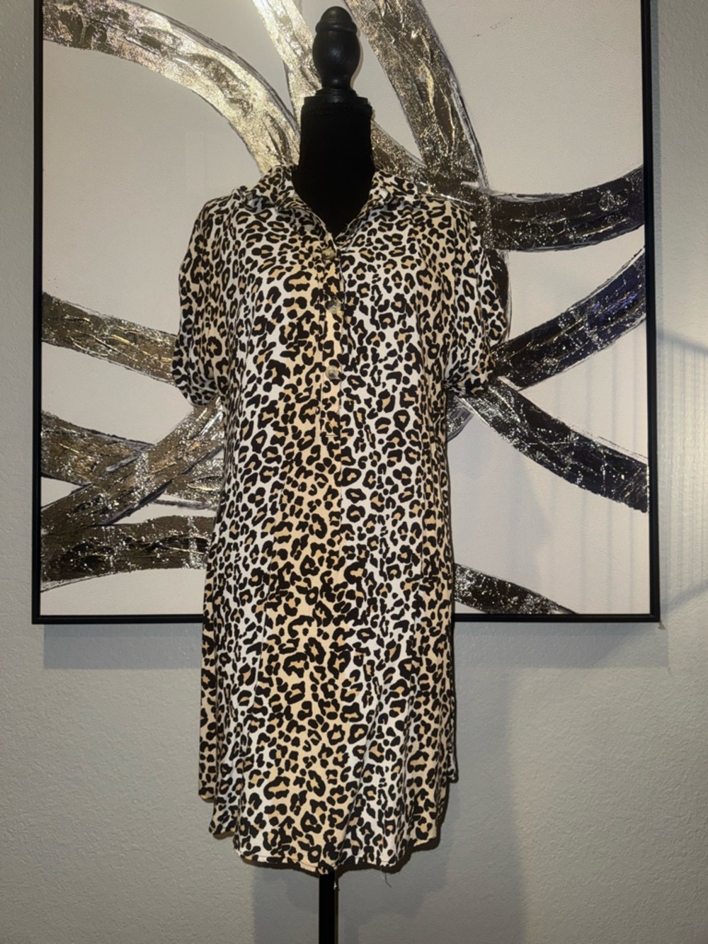 Style Envy Leopard Print Mini Dress - Neutral Tan Black
